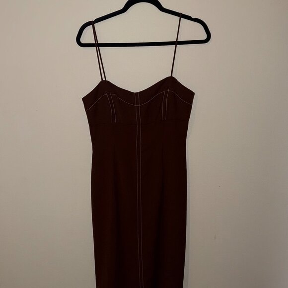 Zara Topstitched Tube Dress - Brown Size M - Picture 3 of 4
